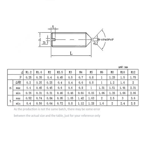 Imagen 2 del producto Tornillo cónico de cabeza ranurada de acero inoxidable, perno sin cabeza, M1.6, M2, M2.5, M3, M4, M5, M8, M10, lote de 10 unidades