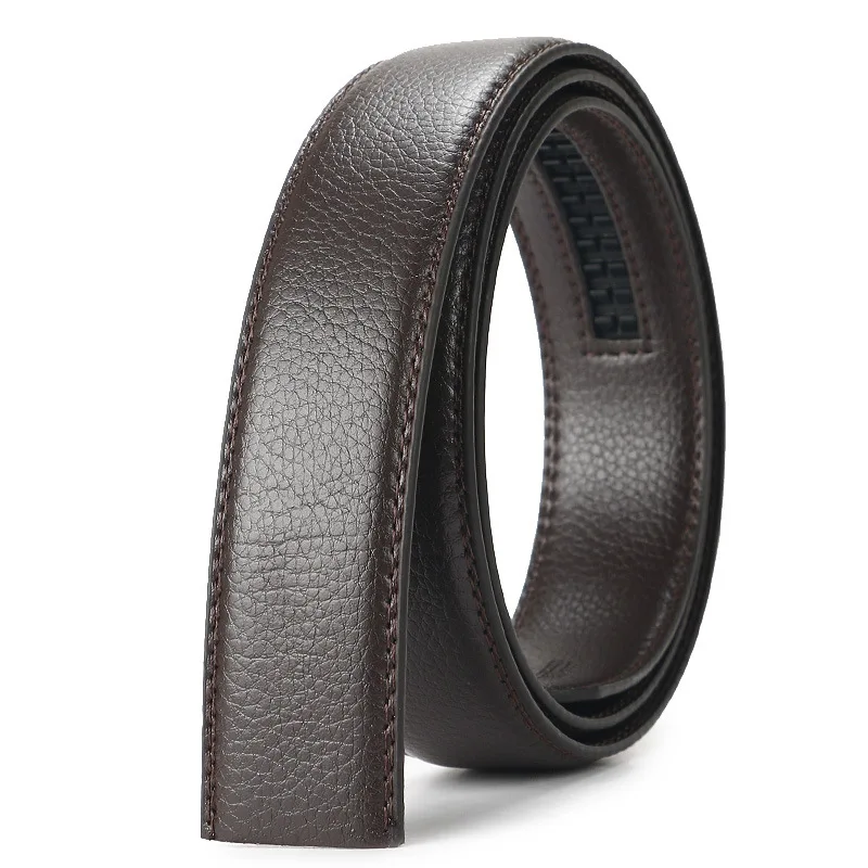 Men\'s Genuine Leather Belts No Buckle Belts Men Fashion Casual Automatic Buckle Belts High Quality Black Brown Waistband 3.5cm