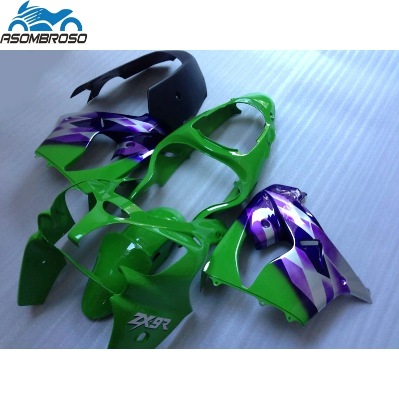 

New Arrival Injection Molding Bodyparts for Kawasaki Ninja ZX9R fairing kit 2000-2001 green purple fairing set zx9r 00 01 JD11