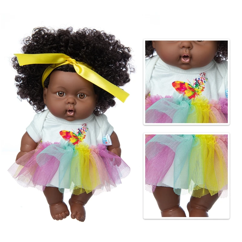 

2021 Dress New Baby African Dolls Pop Reborn Silico Bathrobre Vny 20cm Born Poupee Boneca Baby Soft Toy Girl Todder