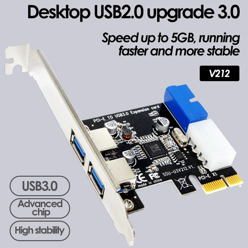 

UTHAI V212 Dual Interface USB3.0 High-speed Transmission Add On Card PCI-E To USB3.0 Computer Component Adapter Expansion Card