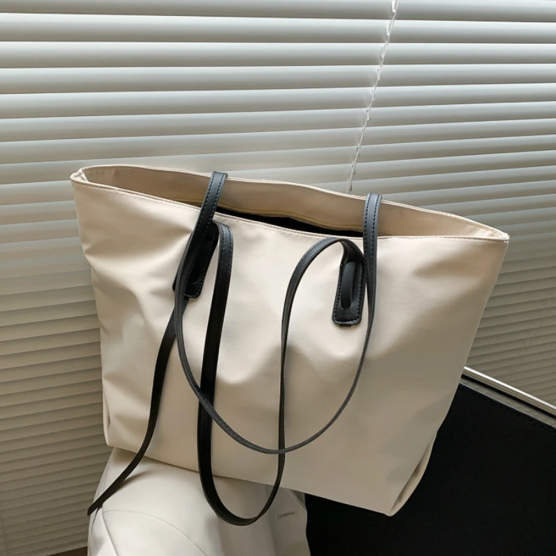 Top-Handle Bags Women French Style Solid Simple Oxford Large Capacity Tote Bag Womens Handbag Leisure  All-match Ulzzang