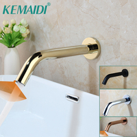 KEMAIDI Bathroom Faucet Gold Wall Mount Sensor Faucet Automatic Hands Free Touch Sensor Bathroom Sink Tap Faucet Hot Cold Mixer