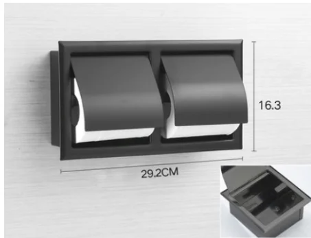 

304 Stainless Steel Wall Recessed Built-in Bath Toilet Tissue Roll Reel Paper Holder Tray Rose Gold Matte Black Polished