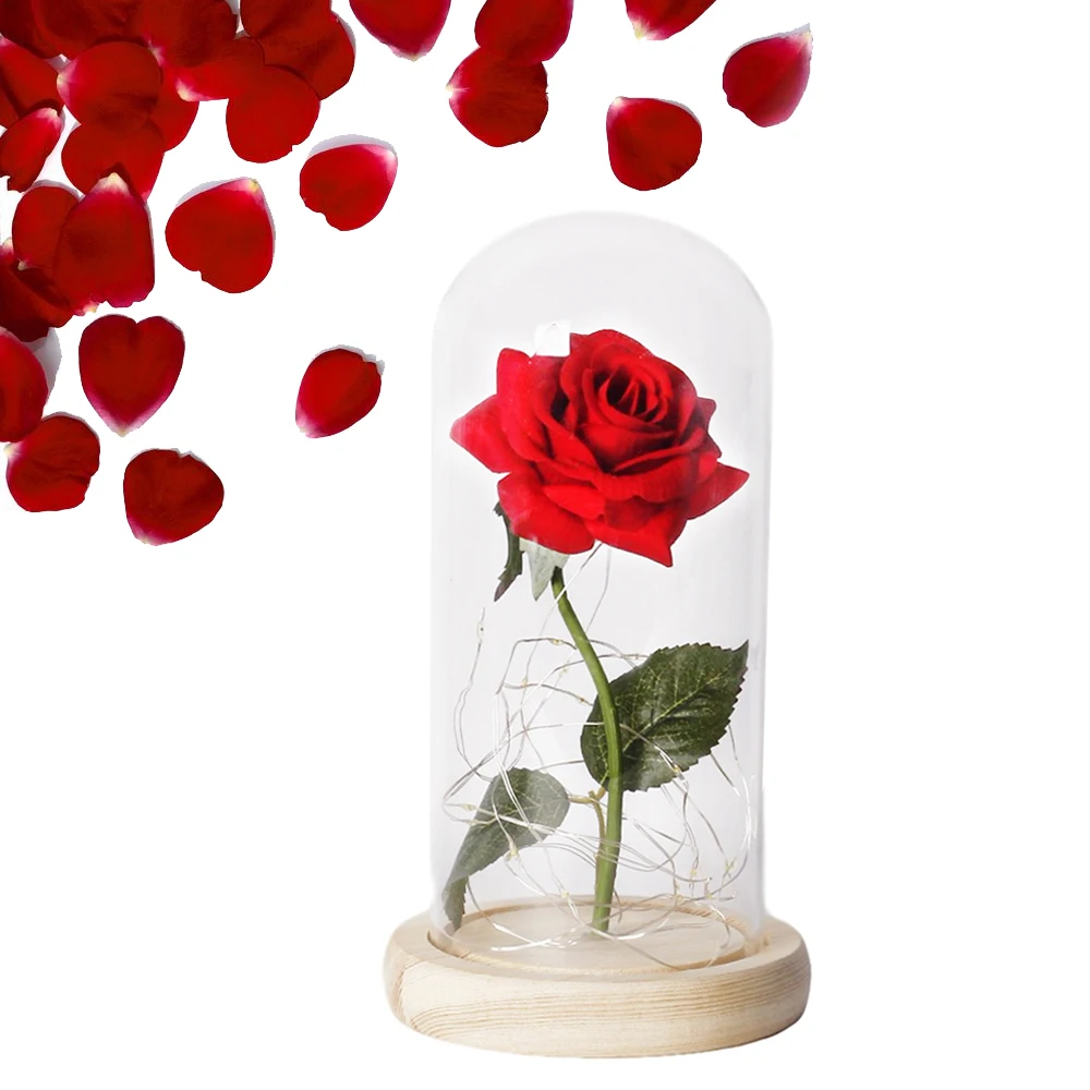 Beauty And The Beast Rose Rose In LED Glass Dome Forever Rose Red Rose Valentine\'s Day Mother\'s Day Special Romantic Gift