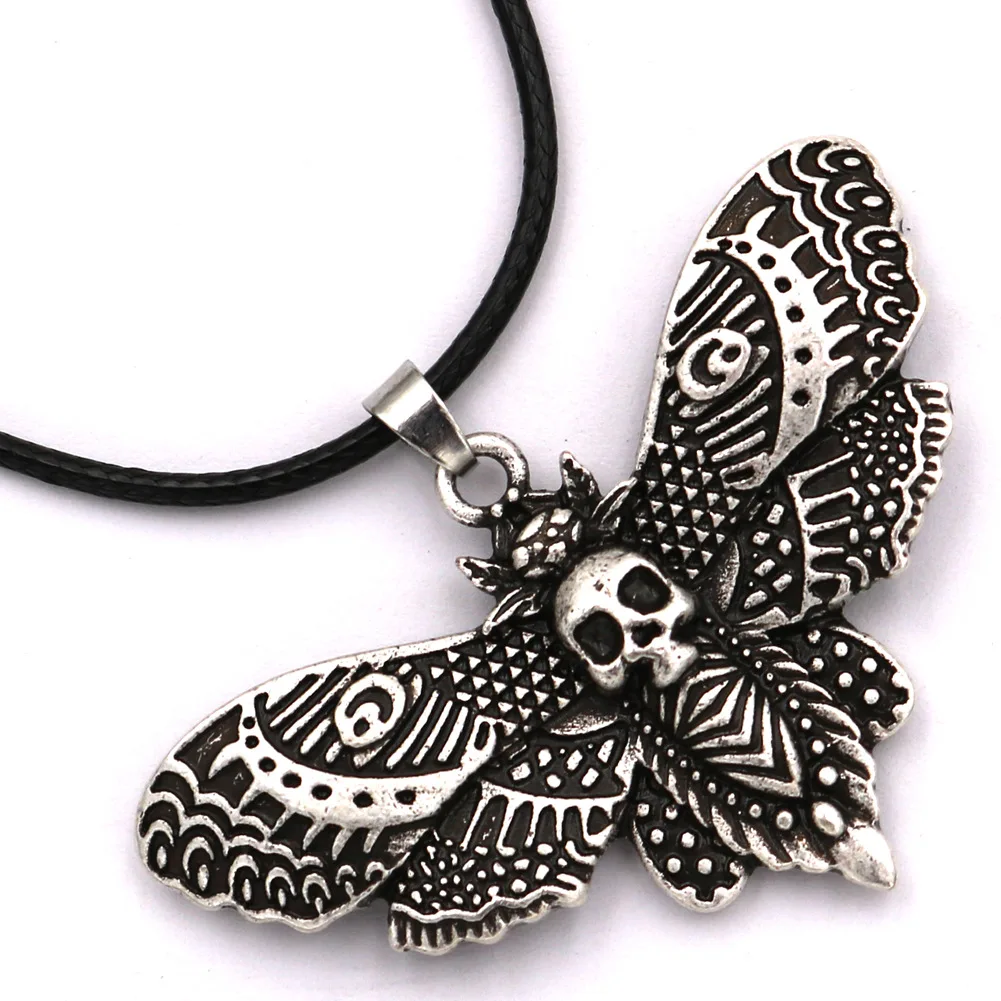 Antuqing 1pcs Wicca Jewelry Dead head Skull Butterfly Hawkmoth Witch Moon Moth insect animal Pendant Necklace Men party gift