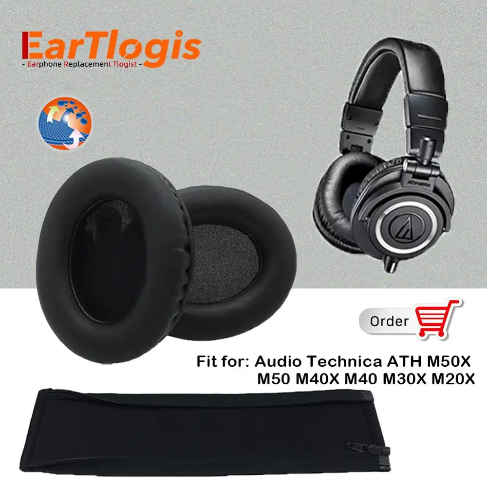 

EarTlogis Replacement Parts for ATH-M50X ATH-M50 ATH-M40X ATH-M40 ATH-M30X ATH-M20X Headset EarPads Bumper Earmuff Headband