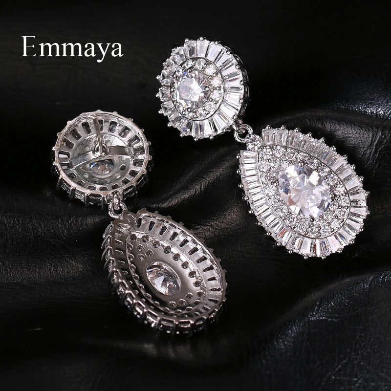 Emmaya New Fashion White Earring Waterdrop Shape With High Quality Zirconia For Women Elegant Jewelry In Banquet Fancy Dress-up