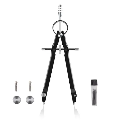 Juego de geometría de brújula profesional con cerradura, brújula matemática y precisión, metal y duradero para precisión sólida y plana