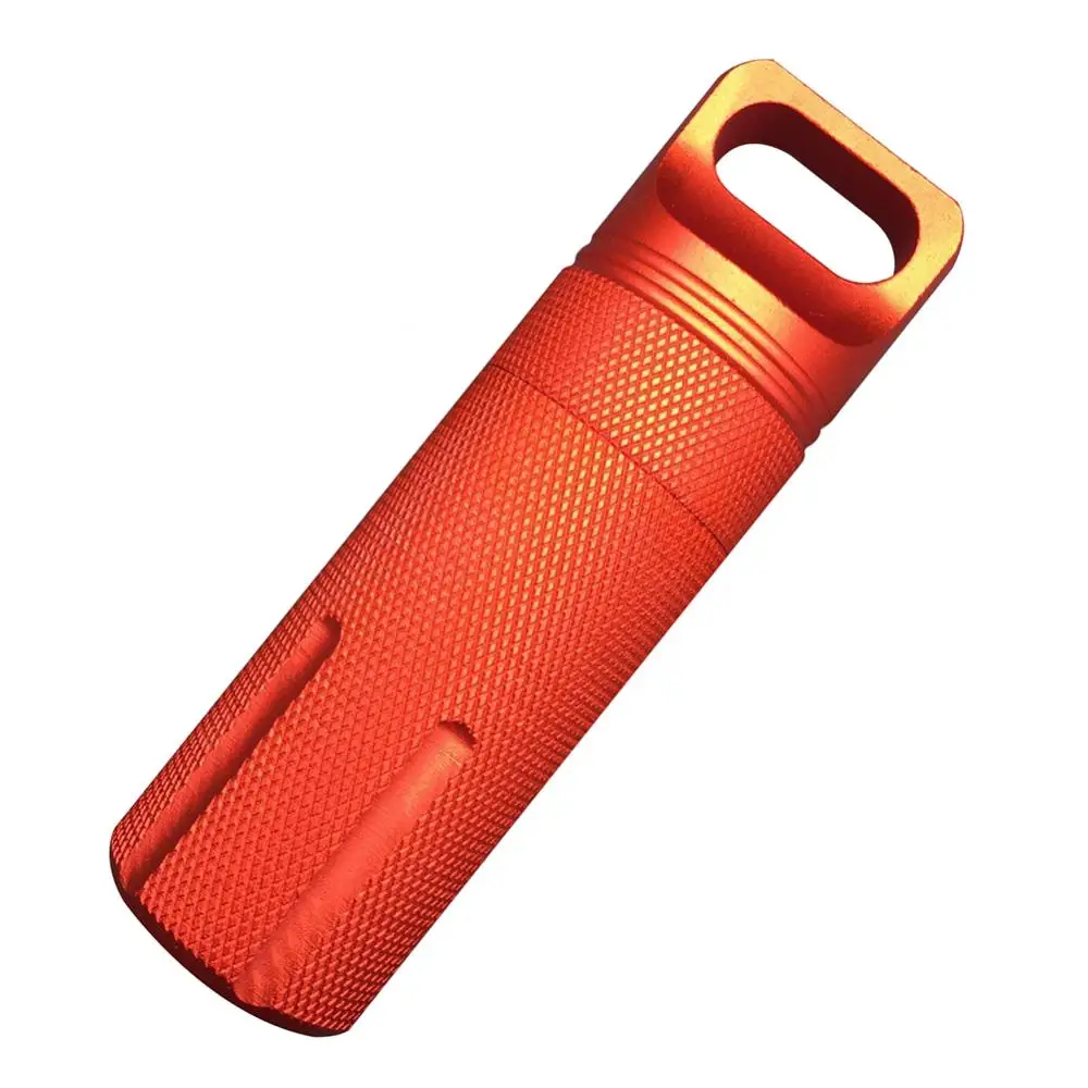 Mini Bottle Outdoor Aluminium Alloy Waterproof Medicine Pills Storage Bottle Keychain Capsule Container Key Holder