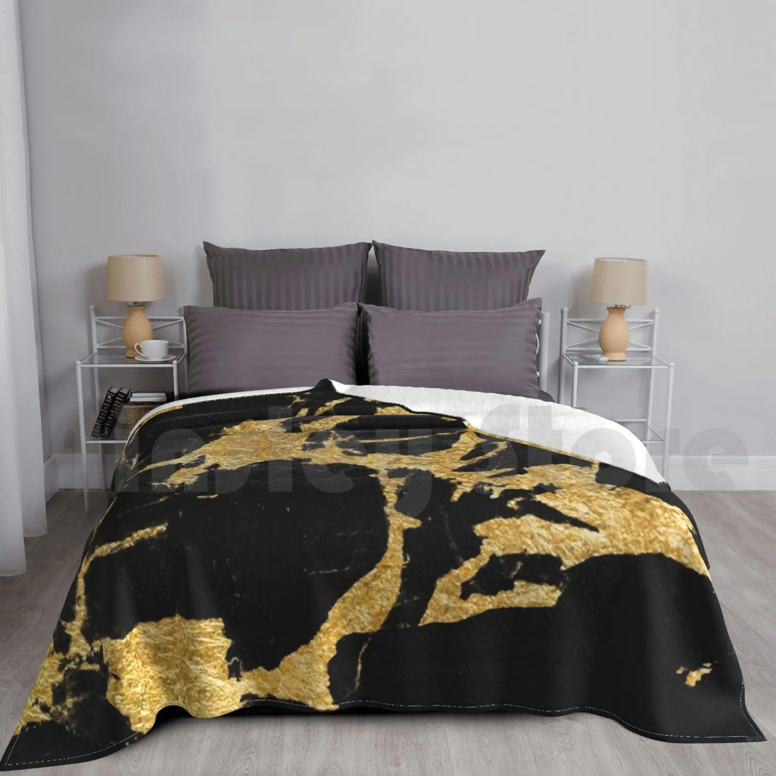 Black Marble Gold Glam #2 #decor #art Blanket Fashion Custom Graphic Design Marble Texture Blackmarble