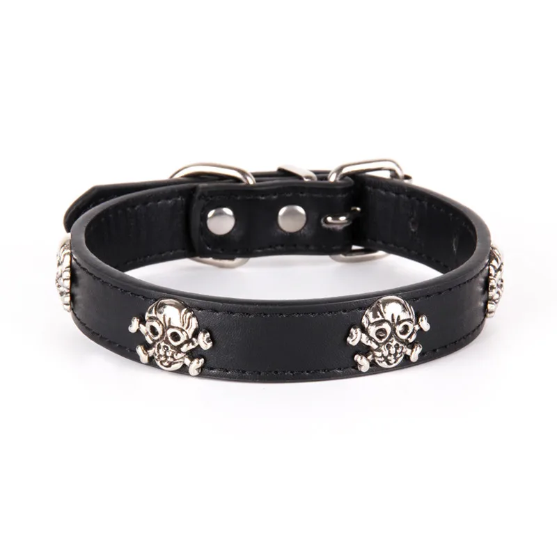 Fashion Pet Collars Dog Collar Skull Leather Pet Collar Puppy Choker Cat Necklace Halloween Pet Accessory