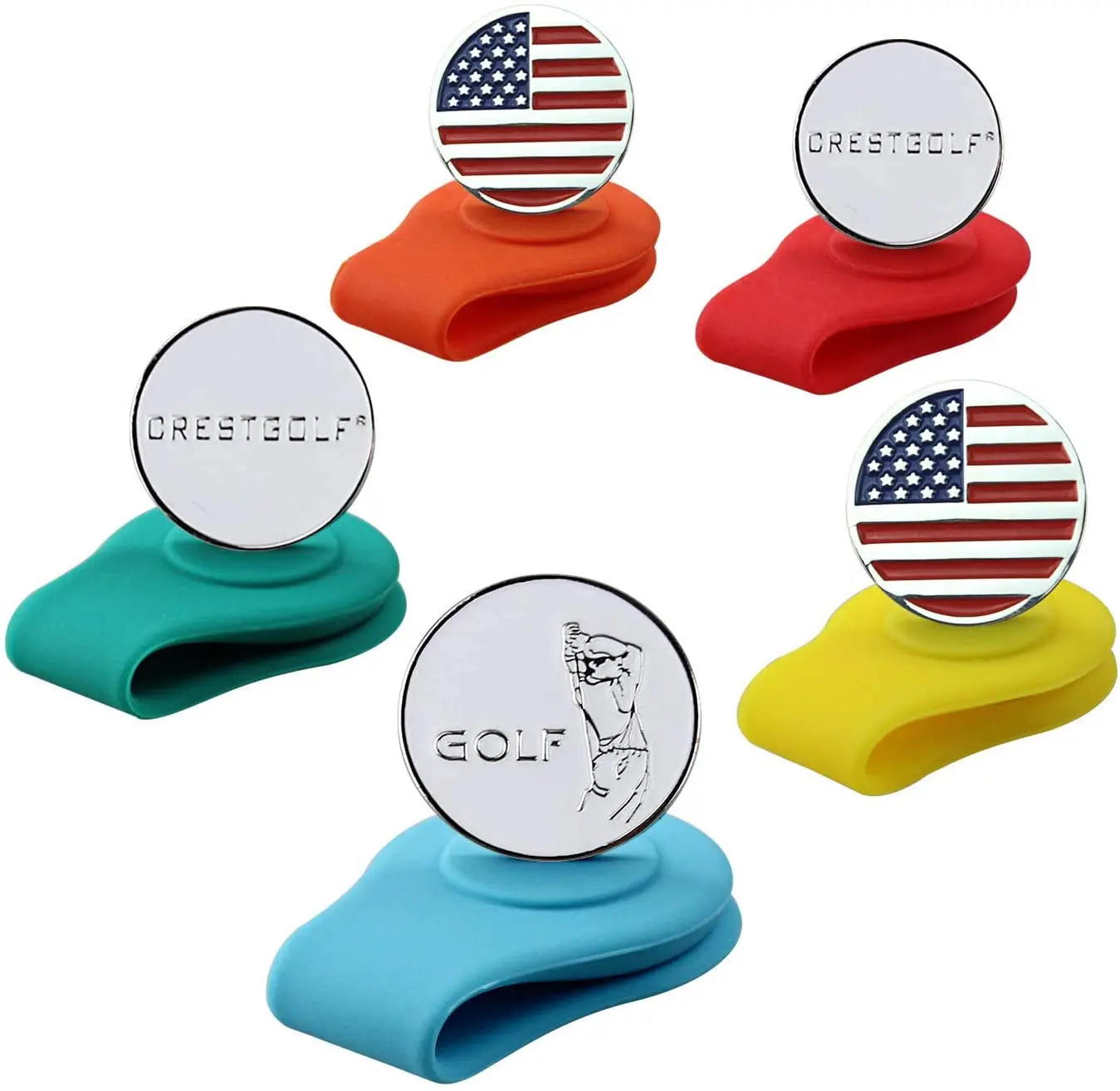 Golf Ball Marker Clip Silicone Hat Clip Holder Attach to Your Pocket Edge Belt & Clothes Great Gift for Golfers