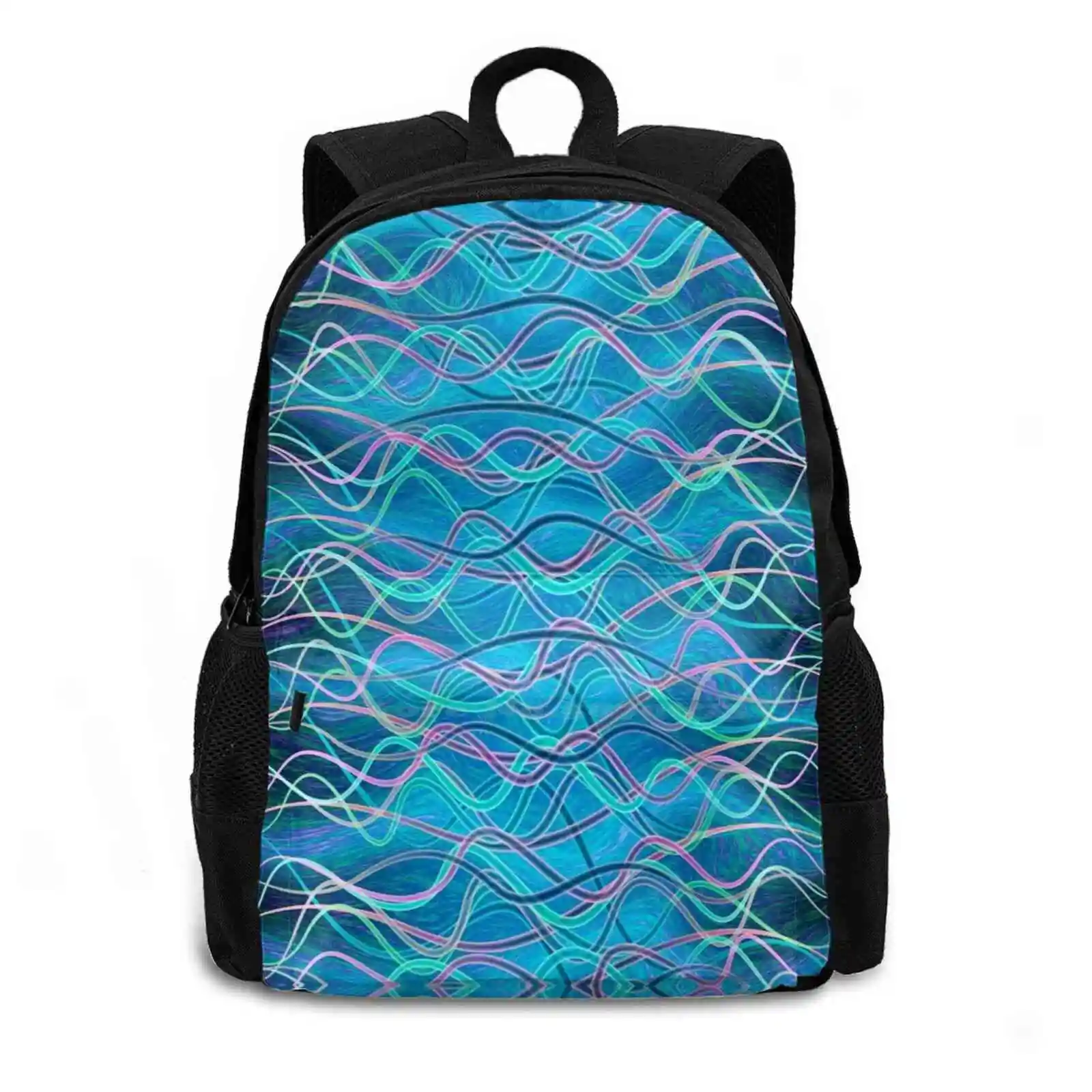 Go With The Flow Travel Laptop Bagpack School Bags Illuminated Abstracts Go With The Flow Abstract Ocean Phosphorescent