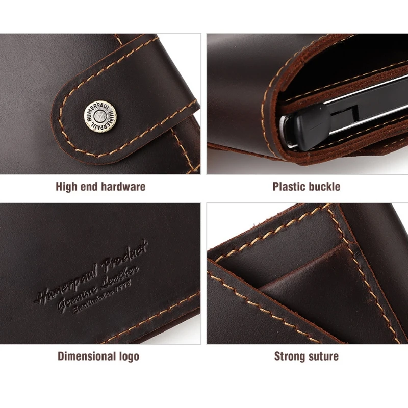 Superior-cartera Vintage con bloqueo RFID para hombre, billetera con bloqueo automático Pop-up para tarjetas de crédito, monedero de negocios, monedero para hombre