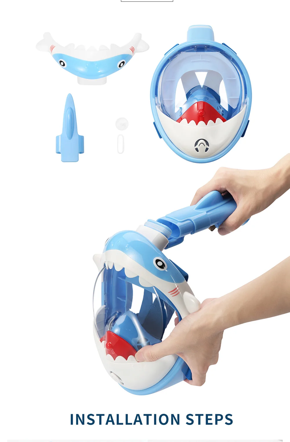 Kinder Cartoon Tauchmaske Schwimmen Voll gesicht Schnorchel maske Jungen Mädchen Unterwasser Tauchen Anti Nebel Schnorchel Set Ausrüstung Kinder – Detail 9