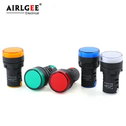 Indicador de potencia LED AD16-22DS, señal piloto montada en panel, AC / DC12V 24V 220V 22mm, 1 ud.