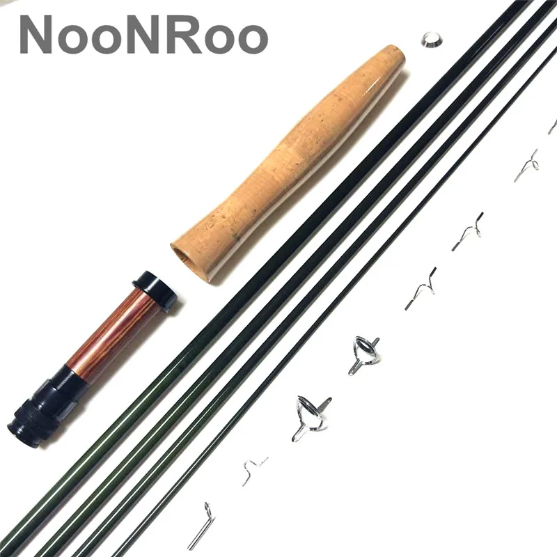 NooNRoo IM8 8ft 6inch 4pc 1wt  Fly Rod DIY Cambo Kit  fast Action fly blank with A Grade Cork Grip Fly fishing rod combo