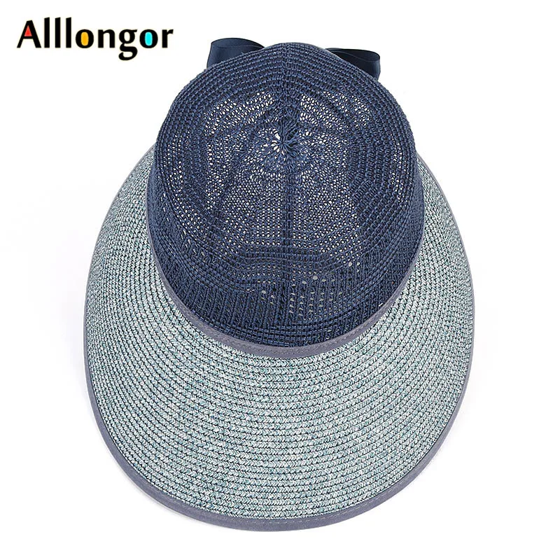 New 2024 Summer Sun Hat Women Wide Brim Beach Cap UV Protection Visor Sunshade Bucket Hats Bow Korean Style Panama Floppy Sunhat