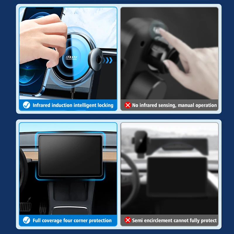 For Tesla 2021-2022 Model 3 Model Y Car Screen Navigation Mobile Phone Holder Interior Storage Tissue Box Decoration Accessories