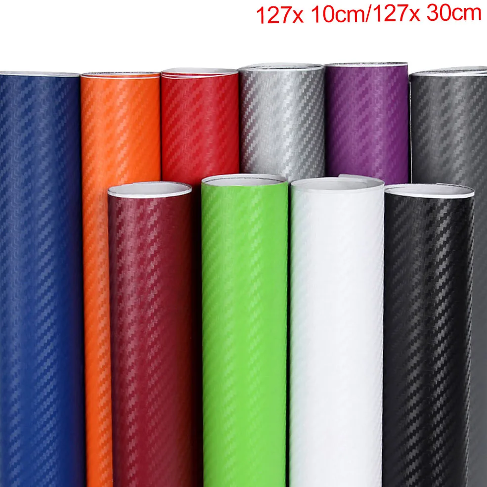 Carbon Fiber Vinyl Film 3D Solid Small Texture High Gloss Car Wrap Roll Adhesive Sticker Decal Sheet 127x10cm/127x30cm