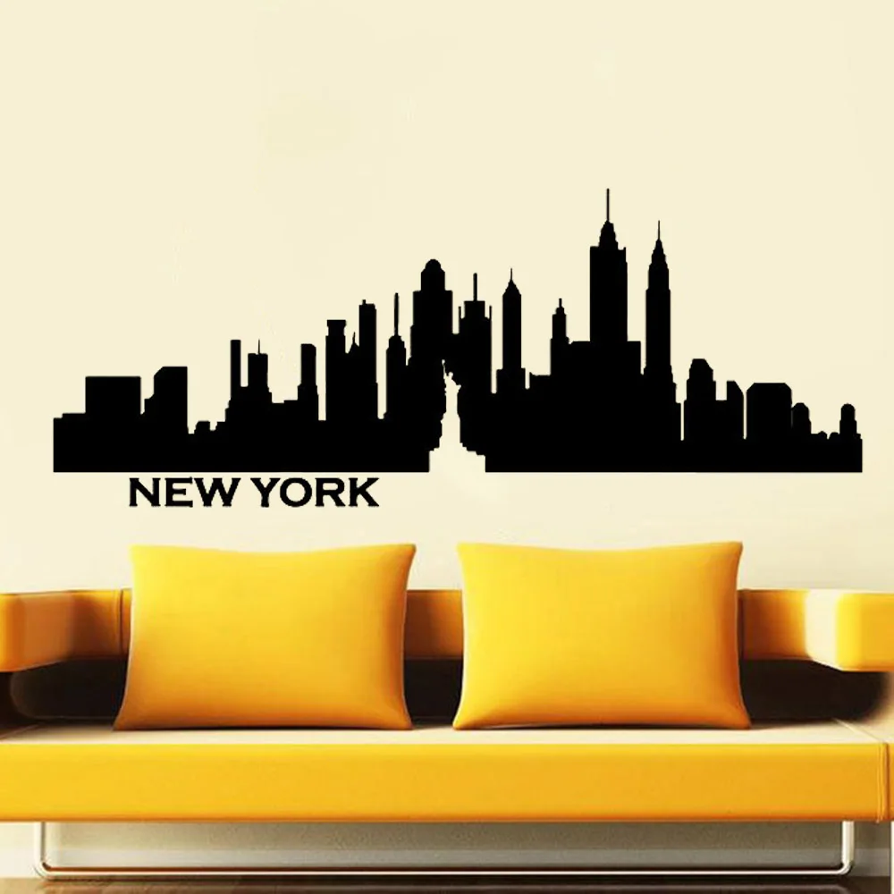 New York City Naklejka ścienna Skyline Statua Wolności Winylowa naklejka ścienna Dekoracja Biuro Pokój dzienny Sofa Tło Ściana Y412