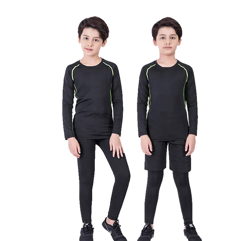 Boys Compression Tights 4 Pcs/Set Kid's MMA T-shirt+Pants Muay Thai Shorts Sport Bjj Rashguard For Kid Children Rash guard Suit