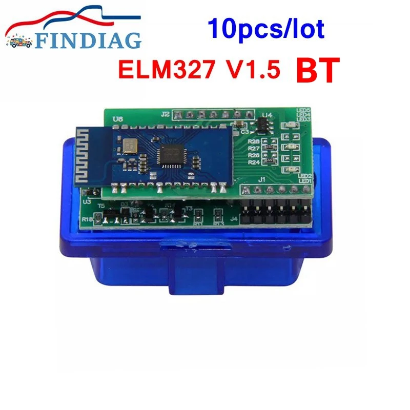 10pcs/lot 2PCB Board OBDII BT V1.5 ELM327 Android & Windows Supports Diesel/Gasoline Read Codes Diagnostic Interface