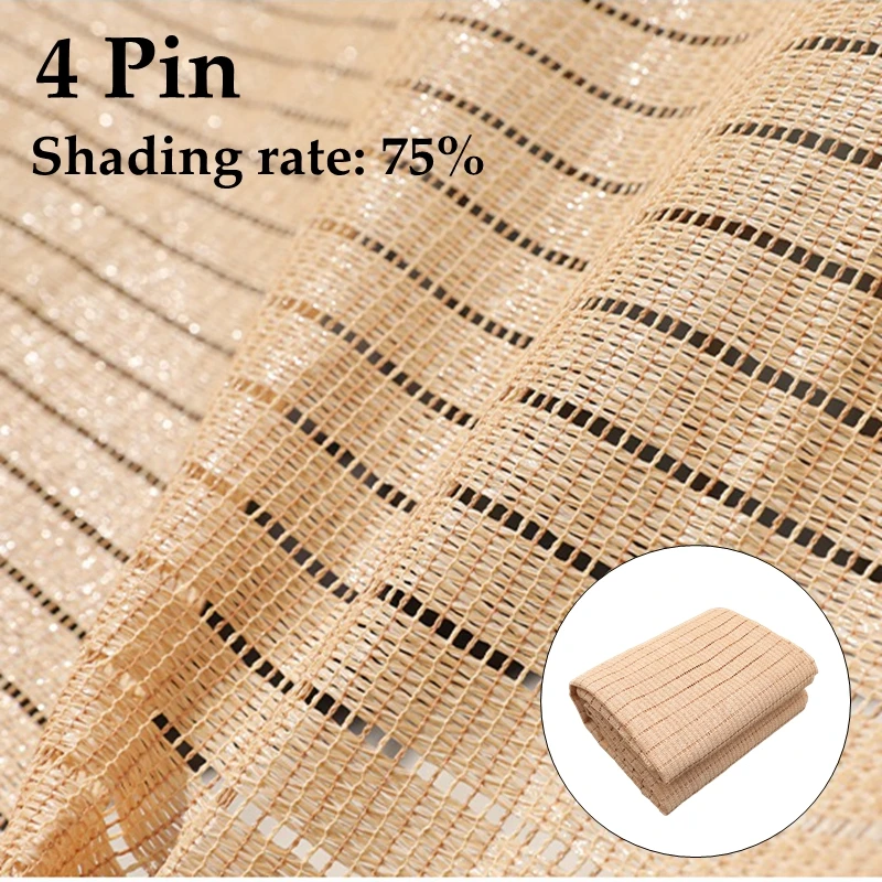 4 Pin Beige Sunshade Net Breathable Anti-UV 75% Garden Plants Shading Outdoor Succulent Cover Pergola Net Balcony Cooling Net