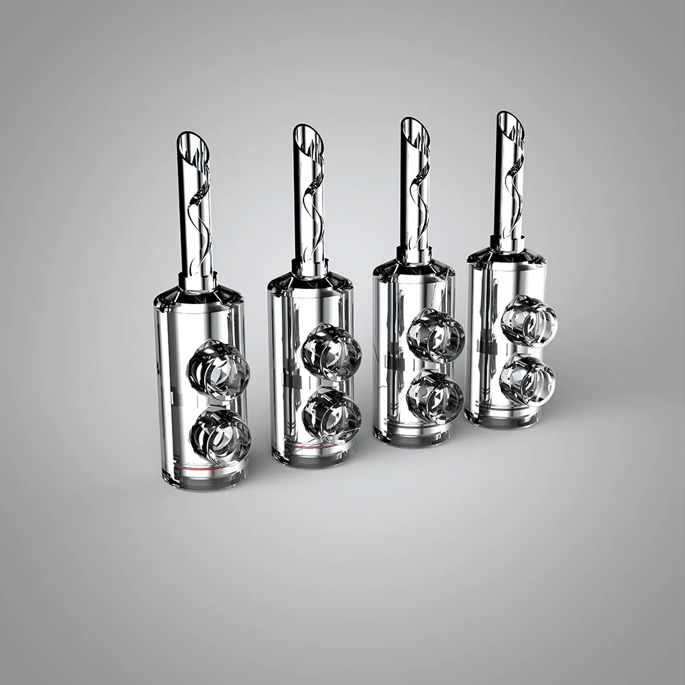 Conector banana BFA chapado en rodio B551R de alta calidad, enchufes de 5mm para amplificador de audio Hifi, reproductor de CD, cable de altavoz