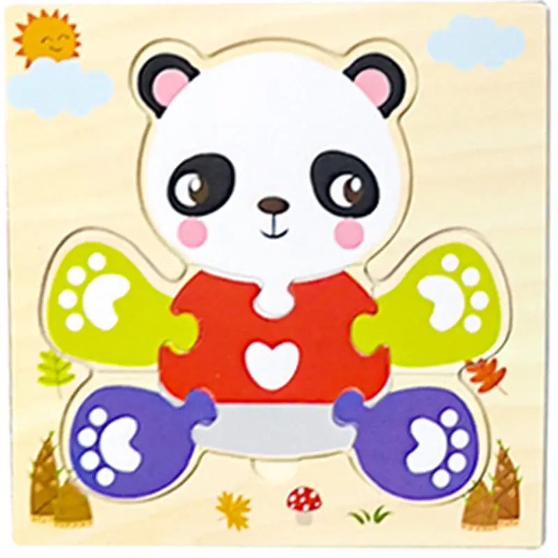 Baby Holz 3D Puzzles Tangram Formen Lernen Bildungs Cartoon Tier Intelligenz Puzzle Spielzeug Für Kinder Geschenk