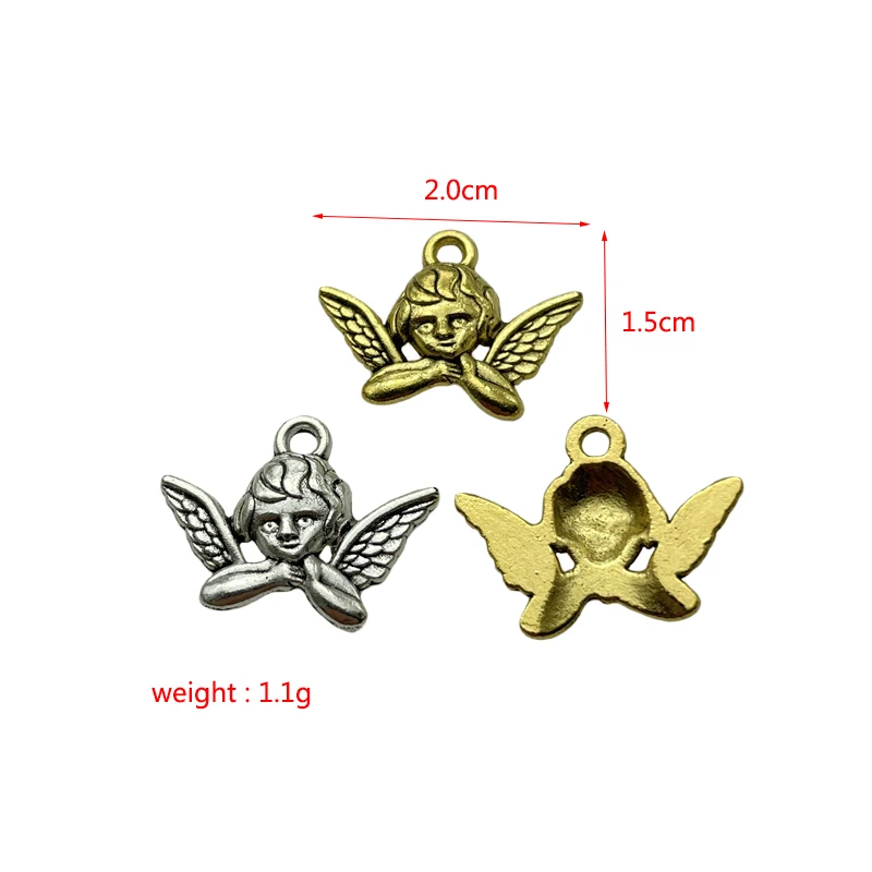 15*20mm New Charm Cute Mini Angel Pendant DIY Bracelet Necklace Jewelry Craft Connector Making Amulet Accessories Wholesale