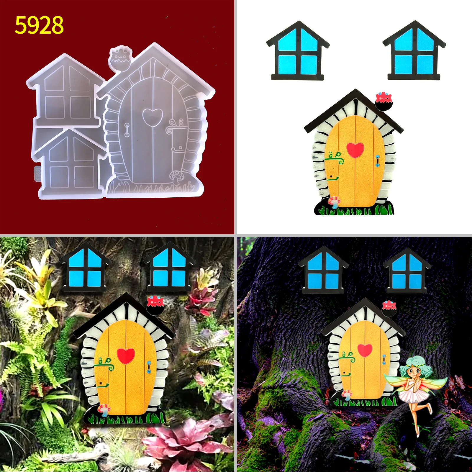 Elf Gate Silicone Mold Dwarf Window Fairy Sleeping Door Window Tree Lawn Decoratiion Silicone Mould For Resin Jewelry Molds