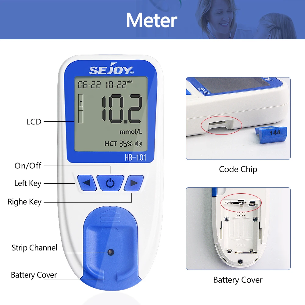 Optical Hemoglobin Meter Analyzer anemia monitor for Test for HB and HCT with 25pc test paper and needle