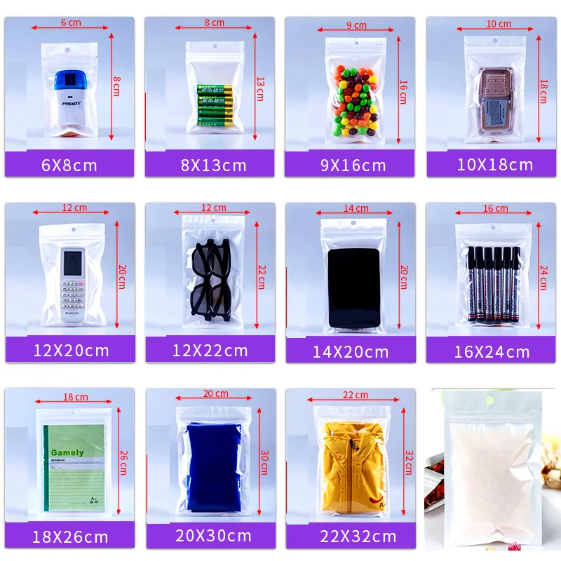 50Pcs Self Sealing Zipper Bag Resealable Packaging Bag Pouches Parts Jewelry Data Cable Storage Bag Pearlescent Film Ziplock Bag