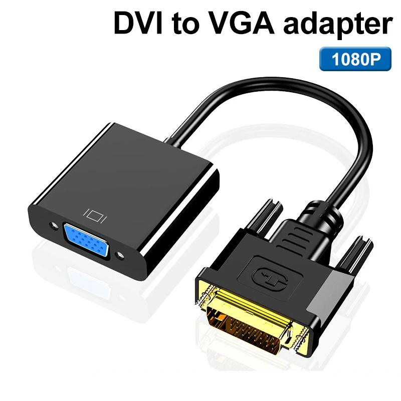 DVI to VGA Adapter Male to Female Full HD 1080P DVI-D to VGA Converter 24+1 25Pin to 15Pin Adapter Cable for PC Computer Monitor