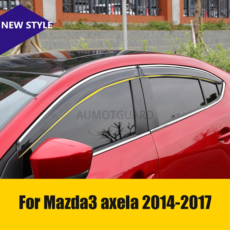 

For Mazda3 Mazda 3 Axela 2014-2017 Car Styling Awnings Shelters Window Visors Rain Eyebrow Protector Exterior Decoration