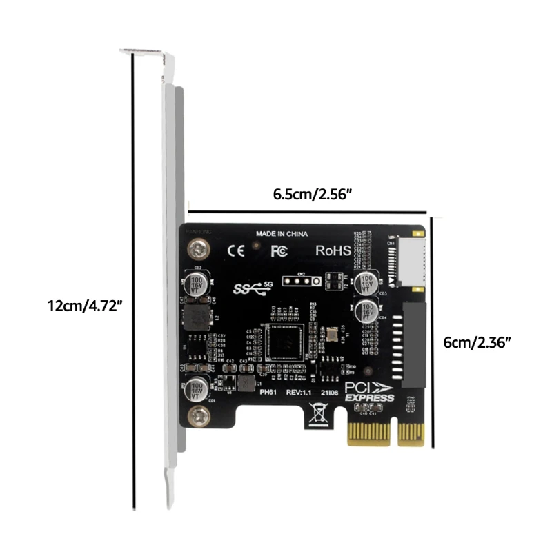 PCI-E auf USB 3,0 Expansion Karte 5Gpbs Typ E PCI Express Karte 19/20 Pin Header für Typ C Vorderen panel Mount Adapter