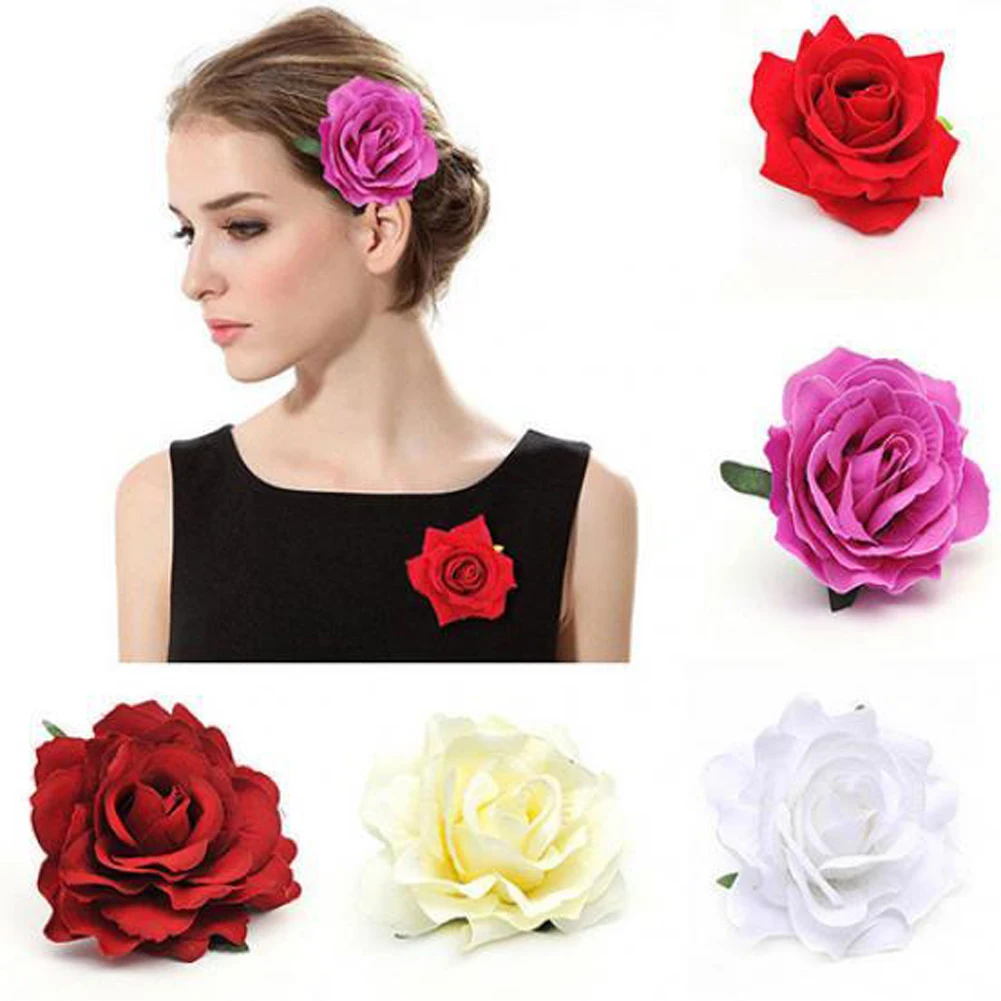 Grampos de cabelo rosa flor grampos de cabelo para noiva dama de honra broche acessórios de cabelo de casamento estilo de cabelo dupla utilização quente headwear