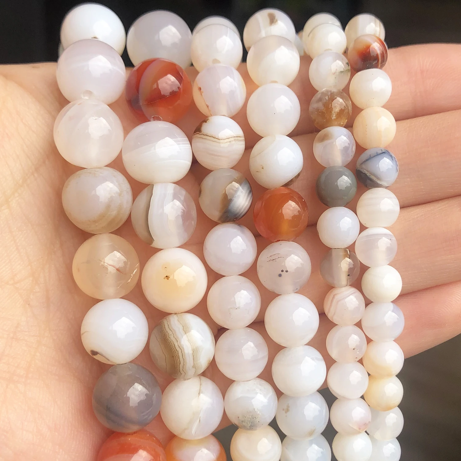 

Natural Stone Colorful Grey White Silk Agates Beads Round Spacer Beads for Jewelry Making Bracelets DIY Accessories 6/8/10mm