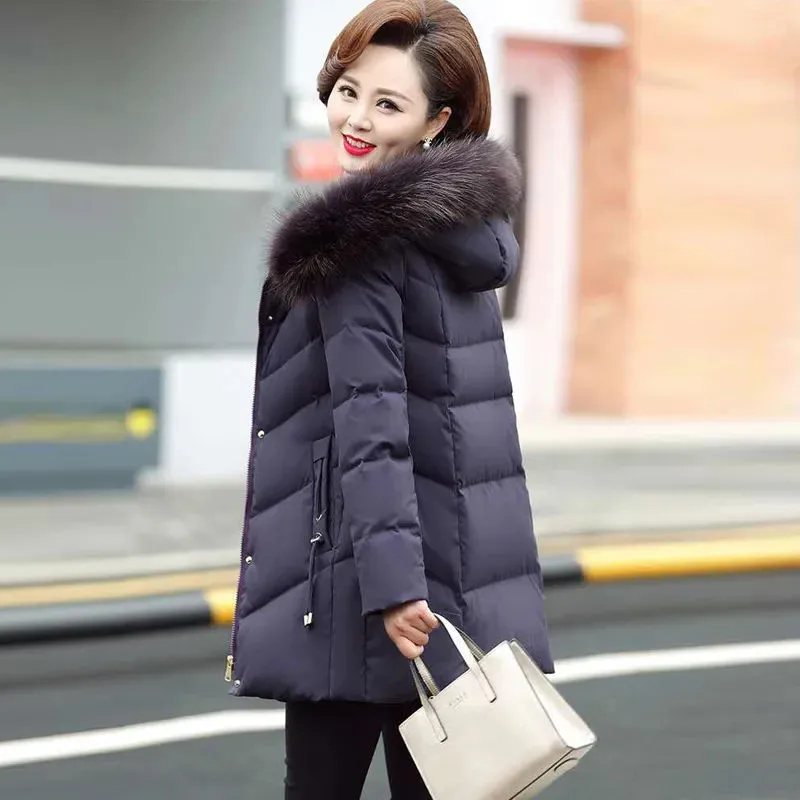 2024 New Winter Jacket Women Parkas Fur Collar Hooded Overcoat Femme Warm Thick Cotton padded Parka Women Coat Outwear