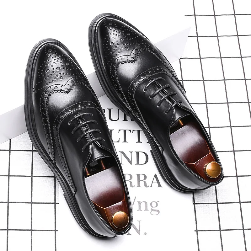 Korean designer men casual business wedding formal dress brogue shoes genuine leather shoe gentleman bullock sneakers chaussures