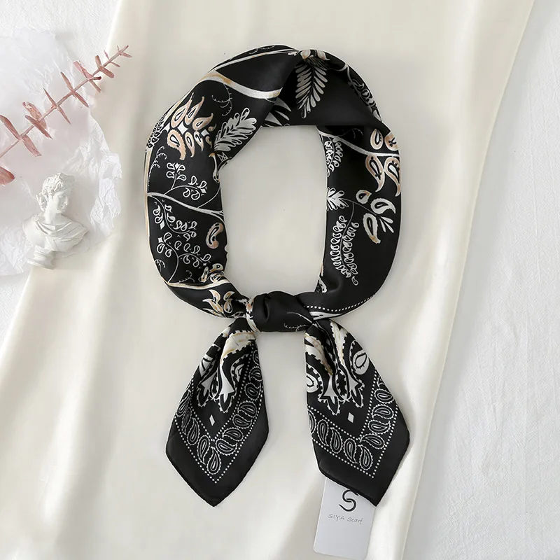 Fashion Silk Satin Head Scarf For Women Paisley Animal Magpie Kerchief Neck Scarfs Square Shawls And Wrpas Scarves For Ladies