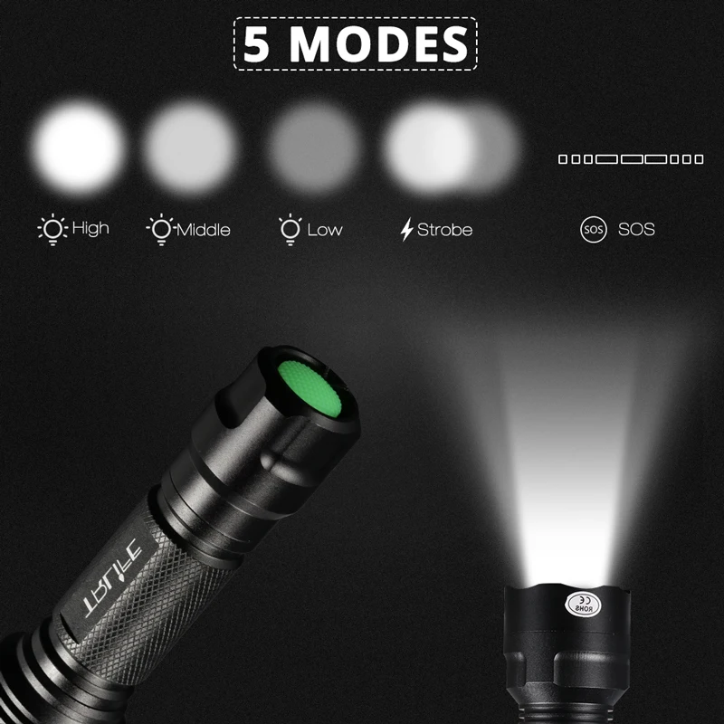 8000LM C8 Strong Light Flashlight LED Long-range 18650 Rechargeable Lighting T6/L2 Waterproof Riding Self-defense Cycling Torch