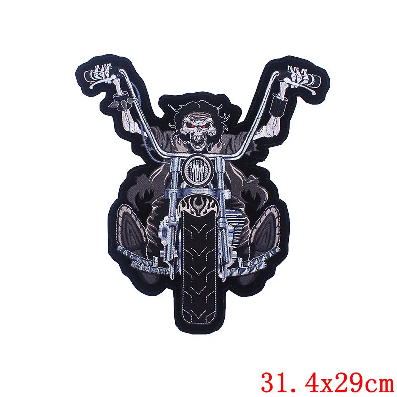 Skull Punk large Embroidered Patches On Clothes Punk Biker Patches Clothes Sticker Apparel Big Back Patch Embroidery Patch Badge