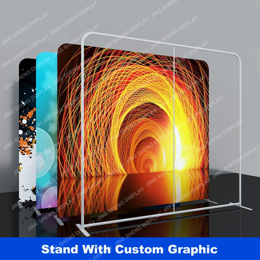 10ft Curved Tension Fabric Trade Show Displays Booth Pop Up Stand Back Wall Exhibition with Custom Print