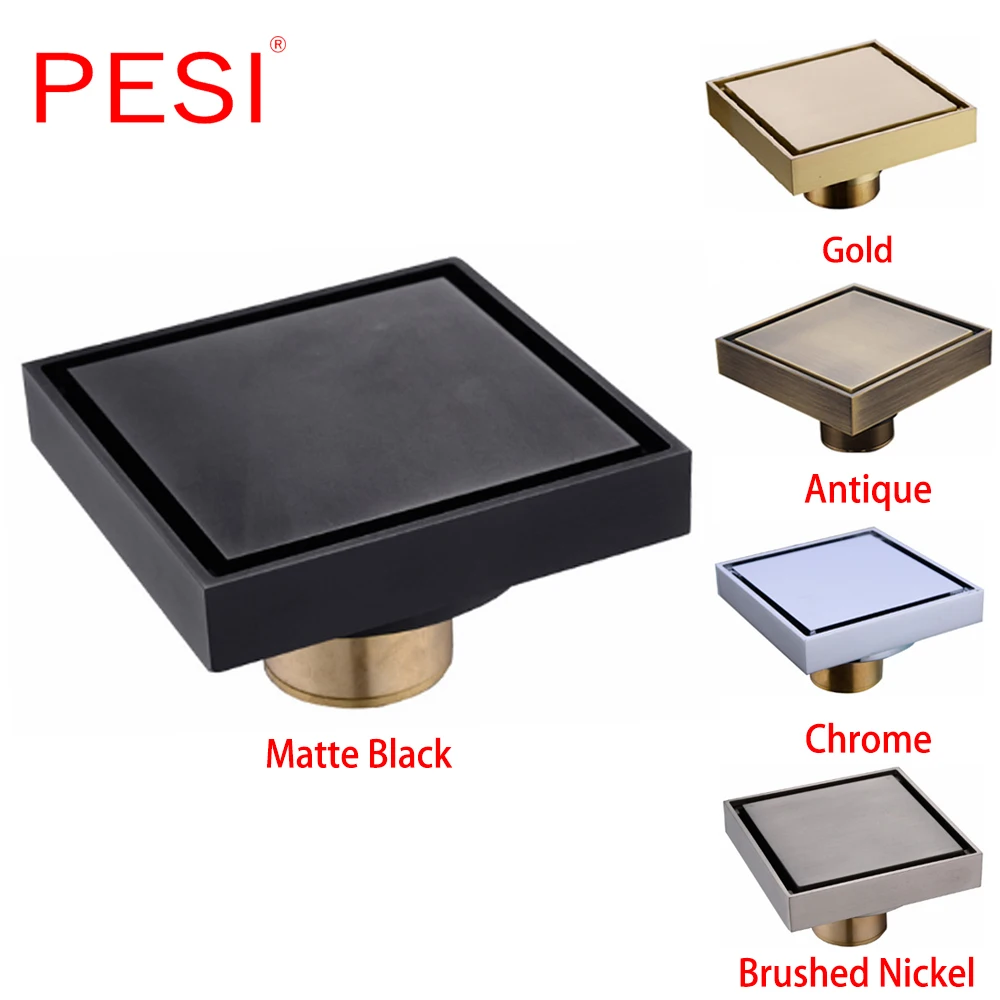 100% Brass Square Bathroom Shower Waste Drainer Grate Floor Drain Tile Insert Floor Drain Anti-odor Drain.