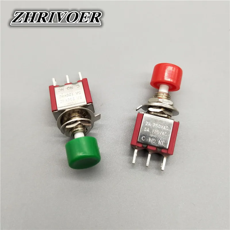 5Pcs DS-612 3Pin C-NO-NC 6mm Mini Momentary Self-reset Push Button Switch ON-(ON) 5A/120V Toggle Switches 6colors