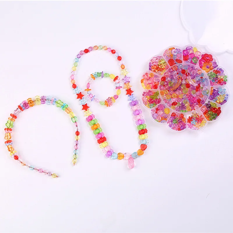 500-580Pcs DIY Beads Toys For Children Hands-on Ability Child Educational Toy Girl Gifts Beaded Lacing Weaving Necklace New