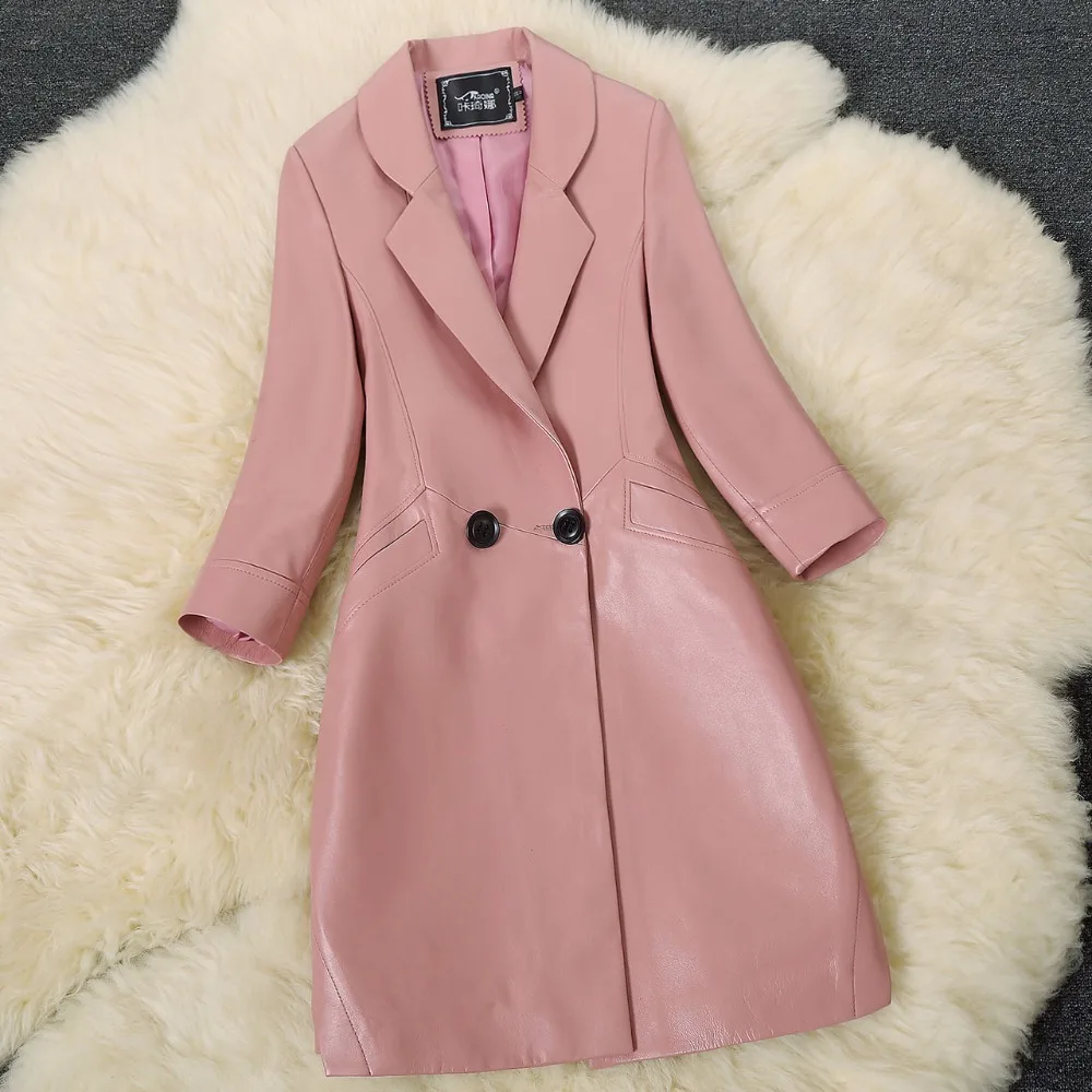 4040 Genuine Leather Jacket Women Spring Autumn Jackets Long Slim 300% Real Sheepskin Coat Female Plus Size 4XL 44300